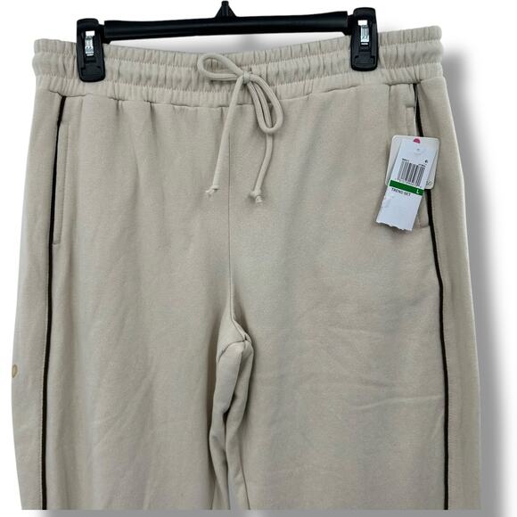 NEW Macy's Rebellious One Joggers Size Large Cream Tan Pinstripe Sweatpants FLAW - Picture 2 of 7